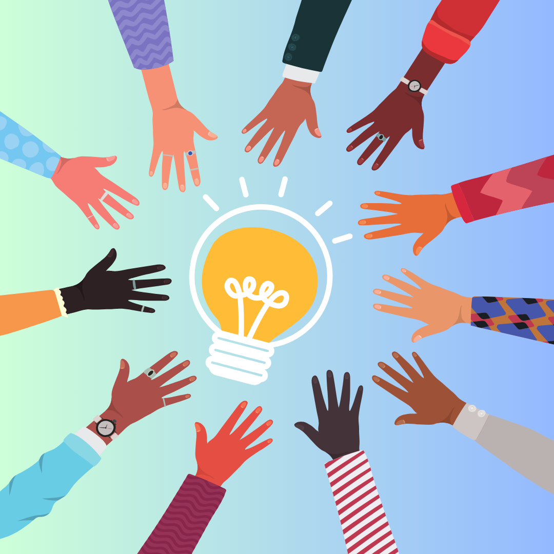 animated hands reaching towards lightbulb